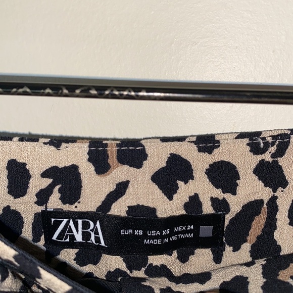 ZARA Cheetah Print High Waist Slouchy Belted Trousers - Picture 6 of 7